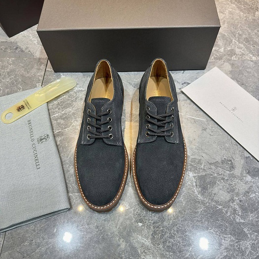 Замшевые ботинки Brunello Cucinelli серого цвета   