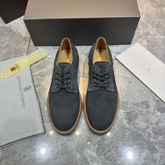 Замшевые ботинки Brunello Cucinelli серого цвета