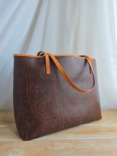 Кожаная сумка Etro с узором пейсли 36x26 см   