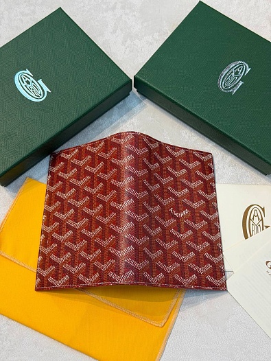 Кожаная обложка для паспорта Goyard Grenelle premium 14x10 см   
