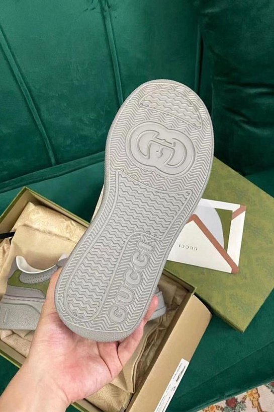 Мужские кожаные кроссовки Gucci - Grey