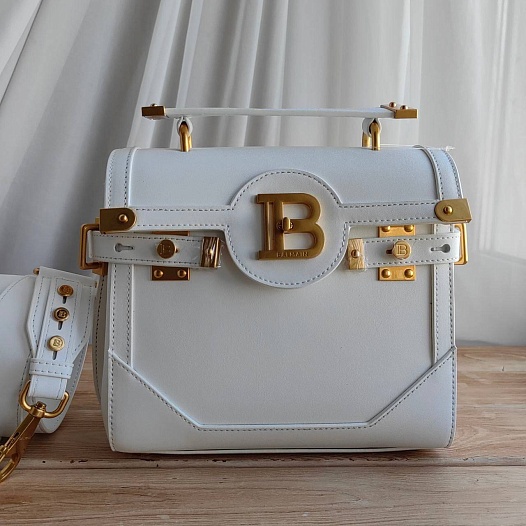 Женская кожаная сумка Balmain B-Buzz 23x21x11 см - White   