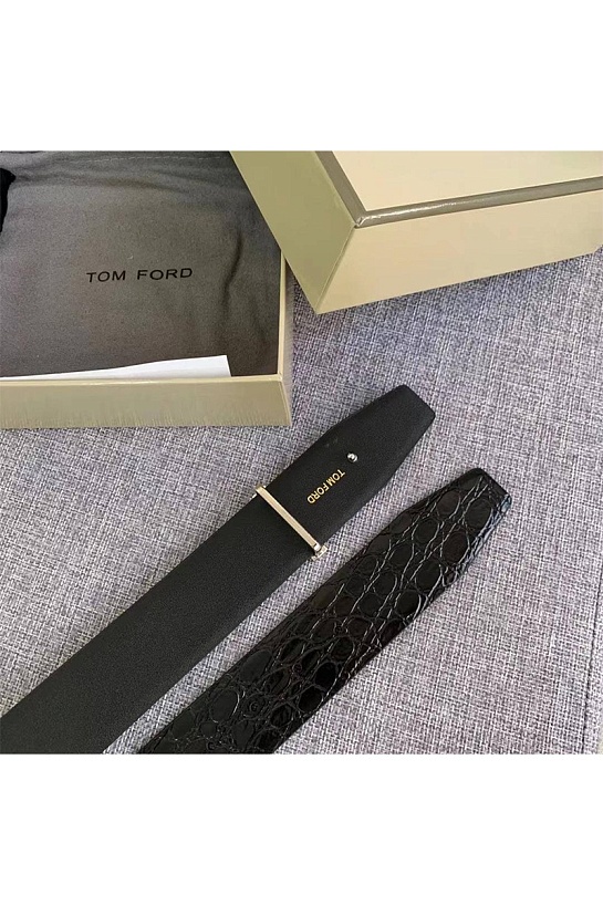 Кожаный чёрный ремень Tom Ford