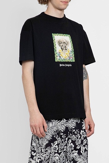 Чёрная оверсайз футболка Palm Angels Boxer Bob graphic-print   