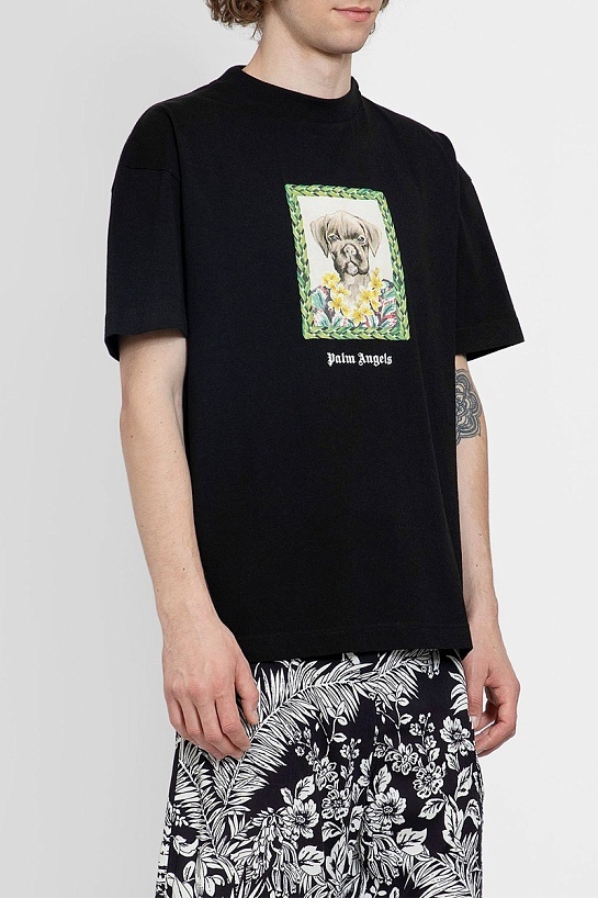 Чёрная оверсайз футболка Palm Angels Boxer Bob graphic-print