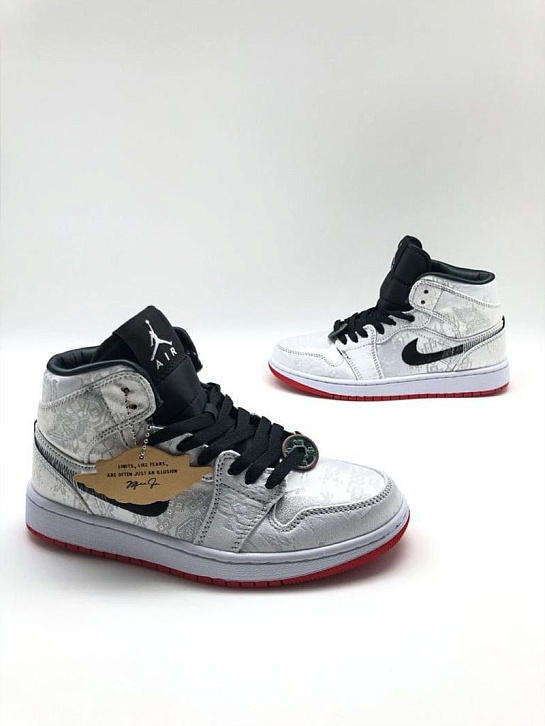 Женские кроссовки Nike Dunk High - White / Black / Red