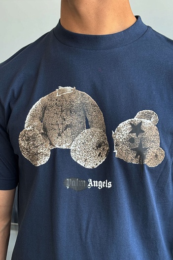 Мужская оверсайз футболка Palm Angels "Teddy Bear" - Navy   
