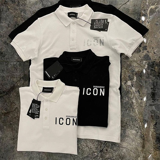 Мужское белое поло Dsquared2 ICON silver-logo   