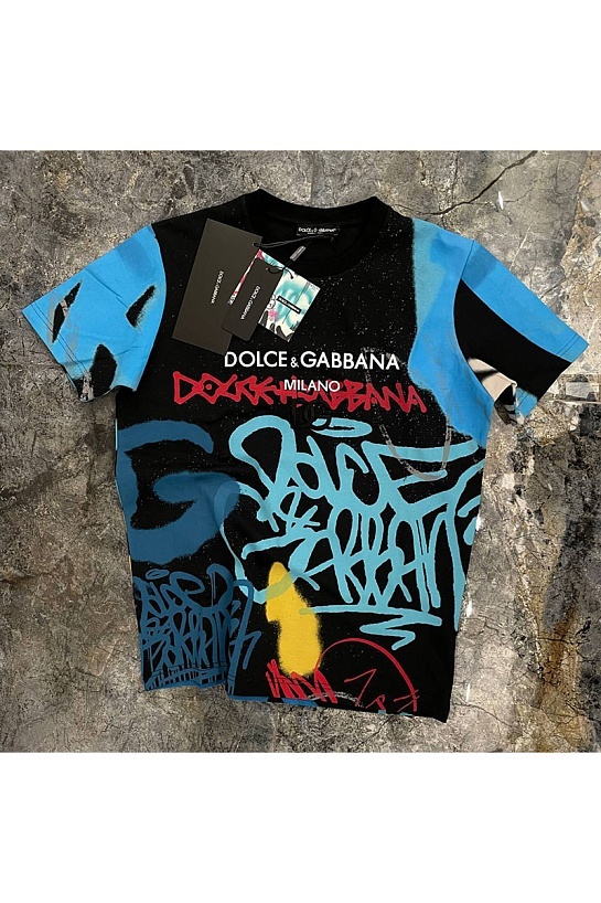 Чёрная футболка Dolce & Gabbana graffiti-print