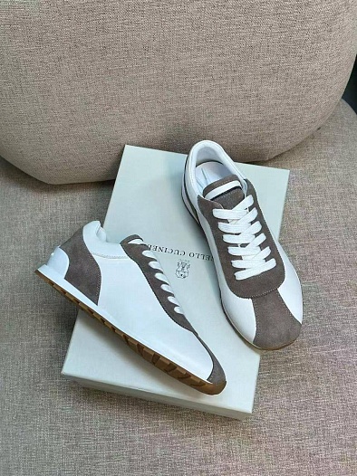 Женские комбинированные кроссовки Brunello Cucinelli low-top premium   
