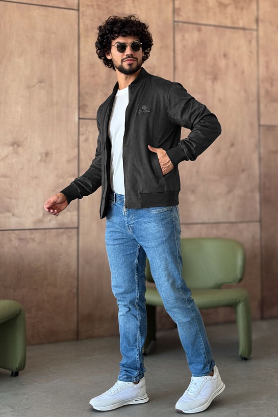 Мужской серый бомбер Loro Piana