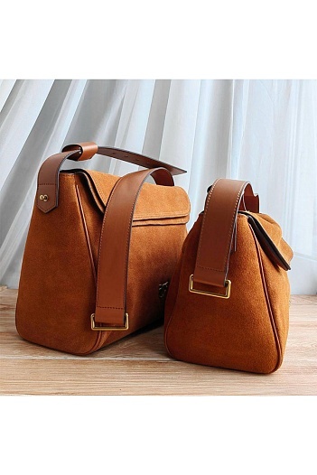 Замшевая сумка Love Birds 26x19 см - Brown   