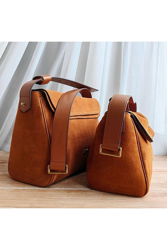 Замшевая сумка Love Birds 30x24 см - Brown