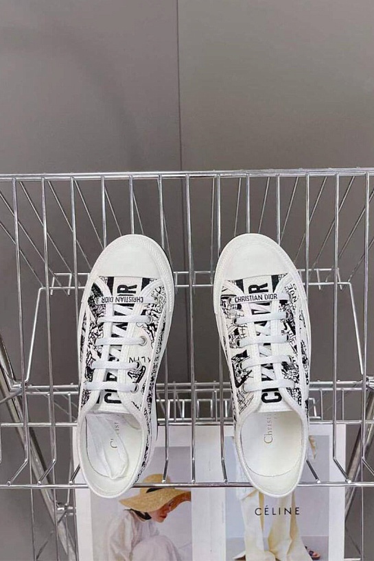 Женские кеды на платформе Dior Walk'n' - Black / White