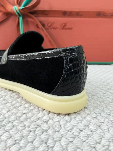 Женские лоферы Loro Piana Summer Charms Walk premium - Black   