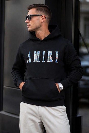 Мужское чёрное худи Amiri Paisley Core Logo   