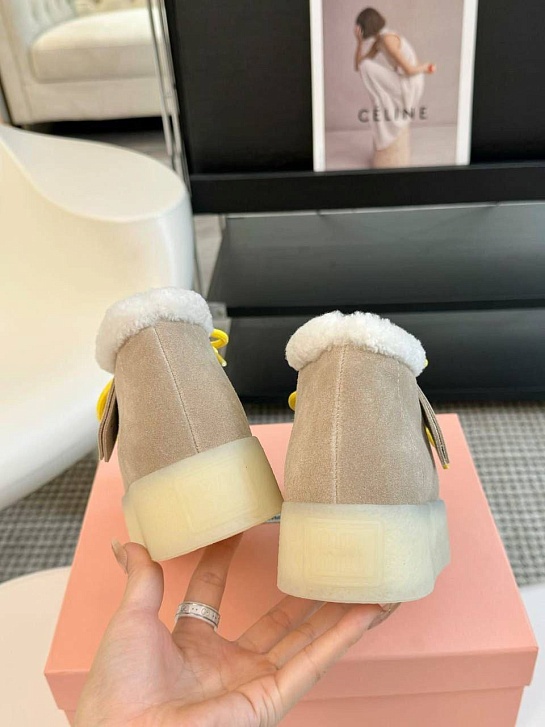 Женские замшевые лоферы с мехом MIU MIU premium