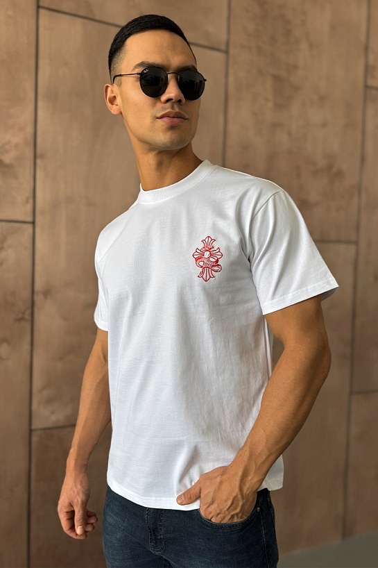 Белая оверсайз футболка Chrome Hearts