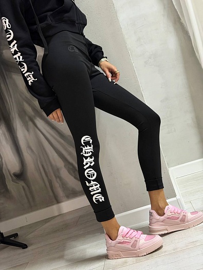Женские черные леггинсы Chrome Hearts premium   