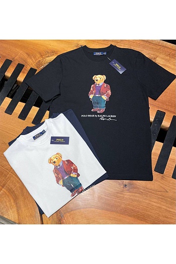 Мужская чёрная футболка Polo Ralph Lauren "Bear"   
