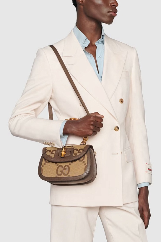 Текстильная сумка Gucci GG Jumbo Bamboo 1947 25x16 см