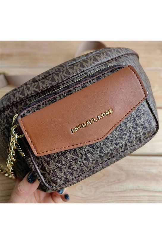 Кожаная поясная сумка Michael Kors Perry 27x14 см - Brown