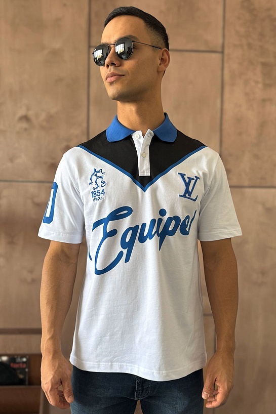 Мужское поло Louis Vuitton Launch The Equipe - White / Blue