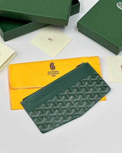 Кожаный кошелек Goyard Insert Louise Premium 21x11см - Green   
