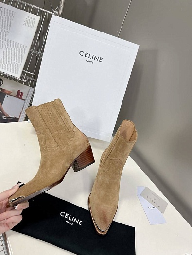 Женские замшевые сапоги Celine Premium - Brown   