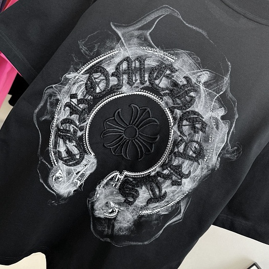 Чёрная оверсайз футболка Chrome Hearts Premium   