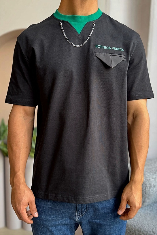 Чёрная оверсайз футболка Bottega Veneta Chain