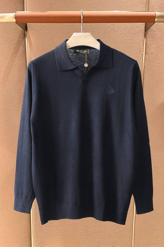 Поло с длинным рукавом Loro Piana premium - Navy