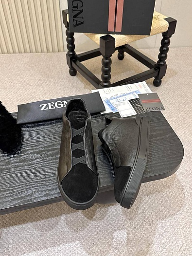 Кроссовки с мехом Ermenegildo Zegna Triple Stitch high-top   