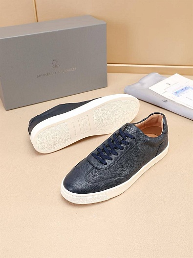 Кожаные кроссовки Brunello Cucinelli low-top - Navy   