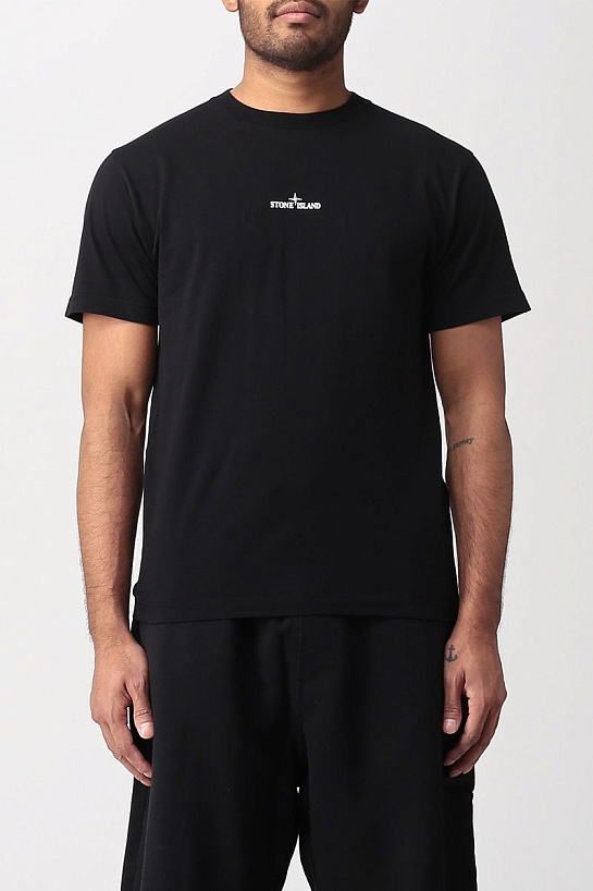 Мужская чёрная футболка Stone Island logo-print