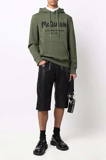 Зелёное худи Alexander McQueen graffiti logo-print   