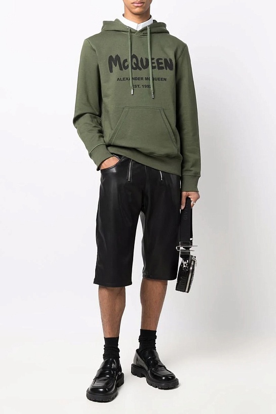 Зелёное худи Alexander McQueen graffiti logo-print