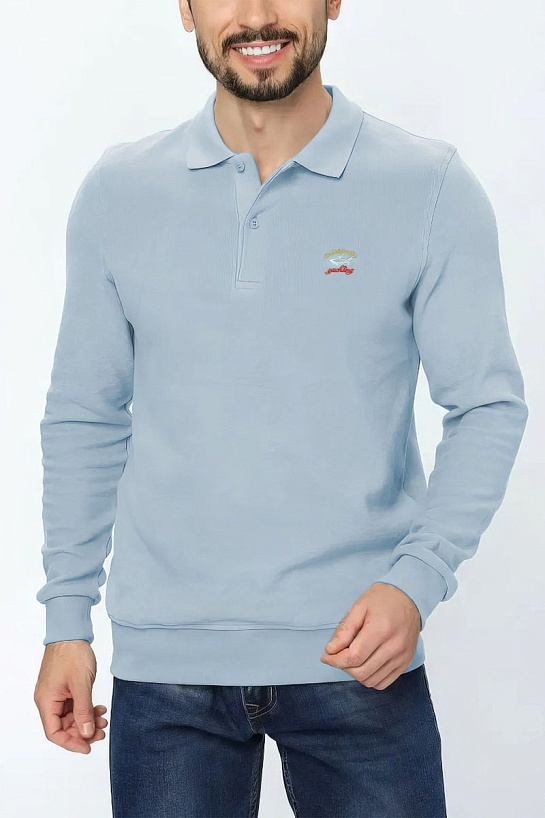Голубое поло с длинным рукавом Paul & Shark