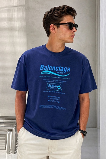 Оверсайз футболка Balenciaga Recycle - Blue   