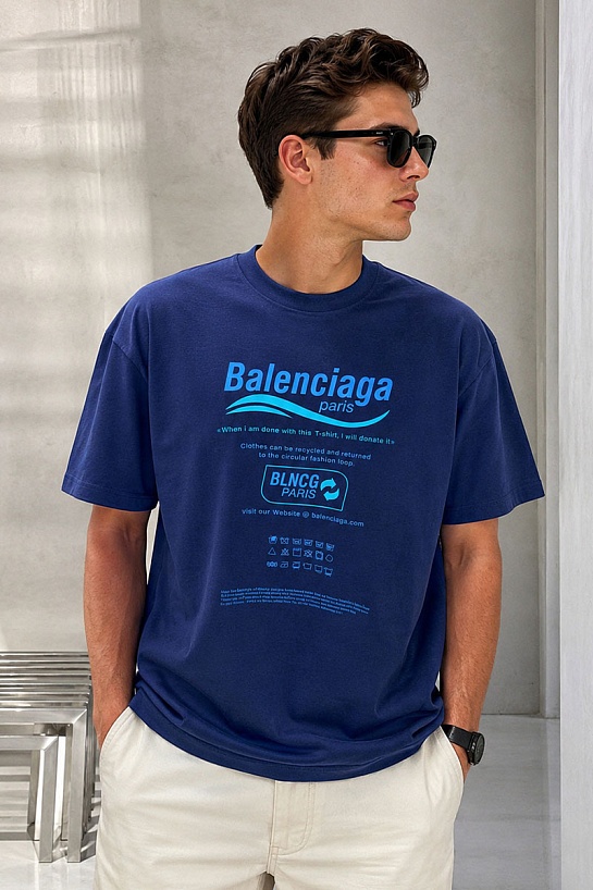 Оверсайз футболка Balenciaga Recycle - Blue