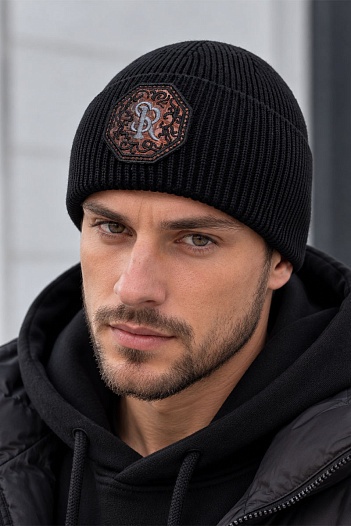 Мужская чёрная шапка Stefano Ricci   