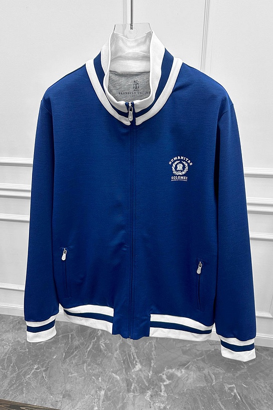 Кофта на молнии Brunello Cucinelli синего цвета
