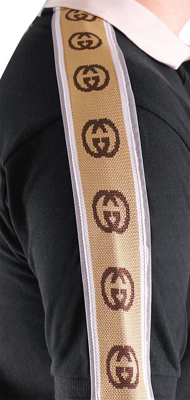Чёрное поло Gucci Interlocking G stripe