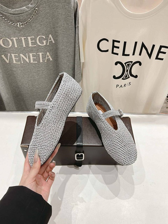 Женские плетёные балетки ALaia Premium - Grey