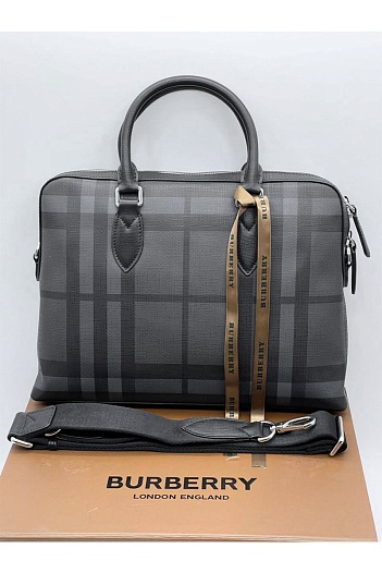 Кожаная сумка Burberry серого цвета 36x28x9 см   