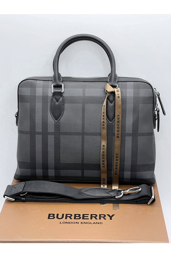 Кожаная сумка Burberry серого цвета 36x28x9 см
