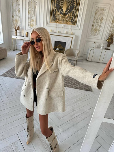 Женское шерстяное пальто пиджак Chrome Hearts Premium - White   