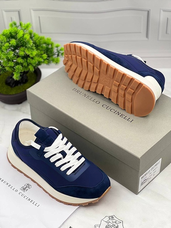 Мужские комбинированные кроссовки Brunello Cucinelli