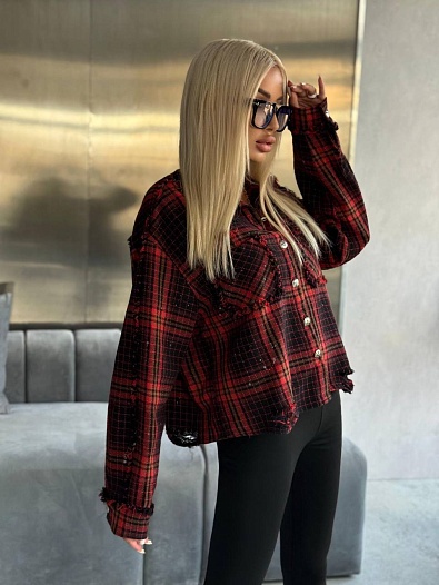 Женская рубашка в клетку Chrome Hearts Premium - Red / Black   