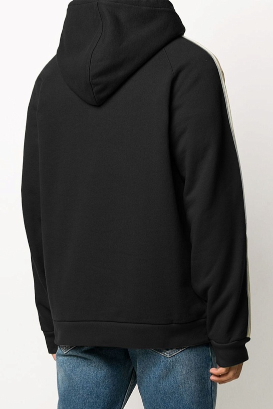 Чёрное оверсайз худи Gucci Interlocking G stripe